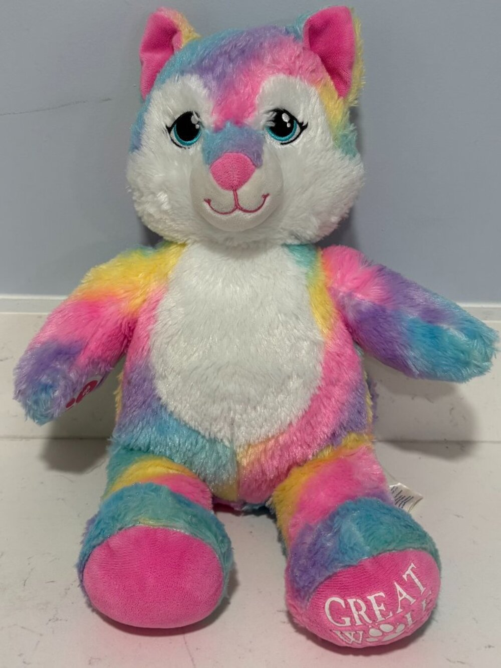 Build-A-Bear Workshop Great Wolf Lodge Pastel Rainbow Wolf Plush 16" Limited Edi